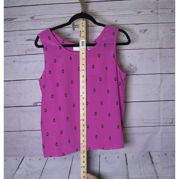 Silk Lore Magenta Shell Print Silk Camisole Scoop Neck Sleeveless MSPR $98 Sz M - Picture 5 of 12